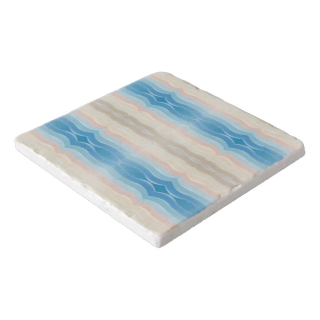 Coastal Shoreline Salty Wavy Repeat Pattern Trivet (Corner)