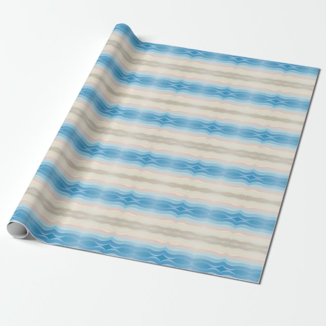 Coastal Shoreline Salty Wavy Repeat Pattern  Wrapping Paper (Unrolled)