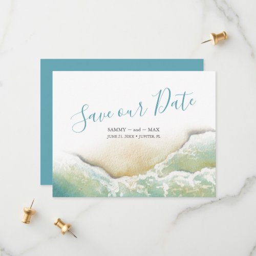 Coastal Shoreline Watercolor Save the Date 