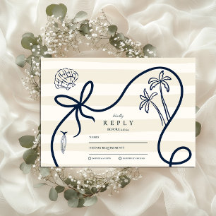 Coastal Sketch Wedding RSVP Card