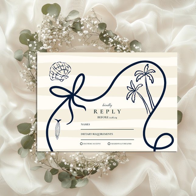 Coastal Sketch Wedding RSVP Card (Creator Uploaded)