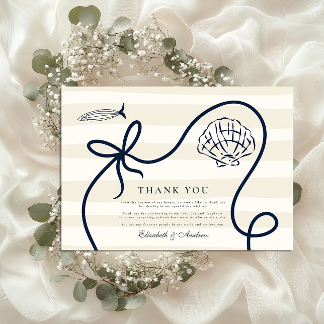 Coastal Sketch Wedding Thank You Card (Creator Uploaded)