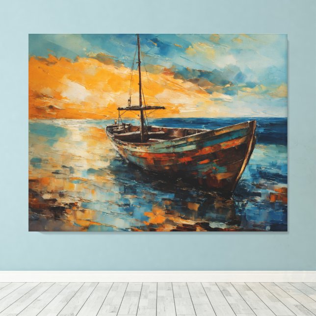 Coastal Solitude Sail Canvas Print (Insitu(Wood Floor))