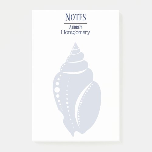 Coastal Spiral Seashell  Personalized Post_it Notes