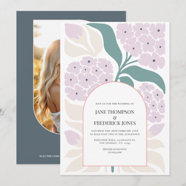 Coastal Spring Floral Modern Spring Wedding Invitation (Front/Back)