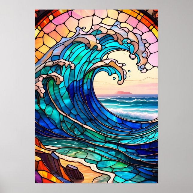 Coastal Stained Glass Art Poster (Front)