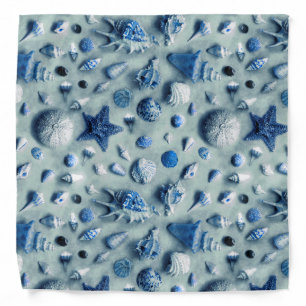 Coastal Starfish and Seashells Beach Photo Indigo Bandana