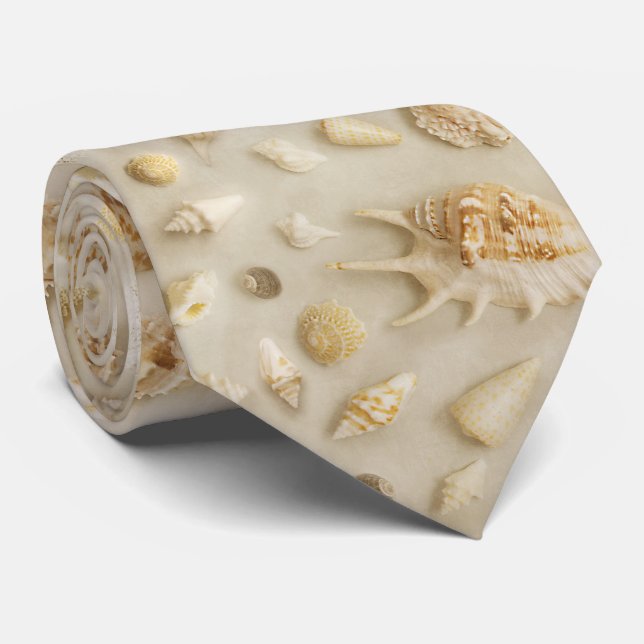 Coastal Starfish and Seashells Beach Photo Neck Tie (Rolled)