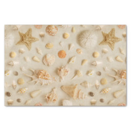 Coastal Starfish and Seashells Beach Photo Tissue Paper