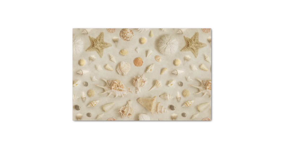 Coastal Starfish and Seashells Beach Photo Tissue Paper | Zazzle