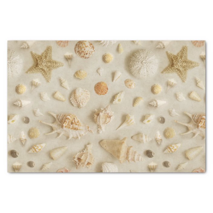 Coastal Starfish and Seashells Beach Photo Tissue Paper | Zazzle.com