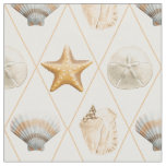 Coastal Starfish and Seashells Fabric