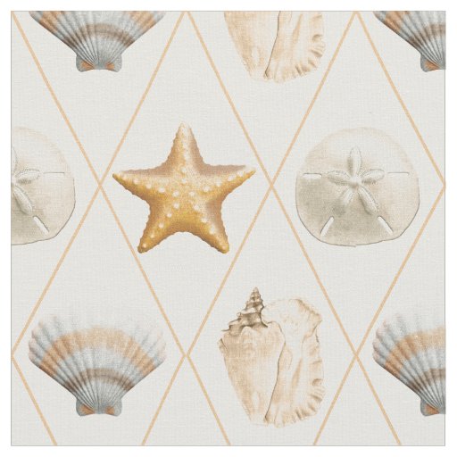 Coastal Starfish and Seashells Fabric