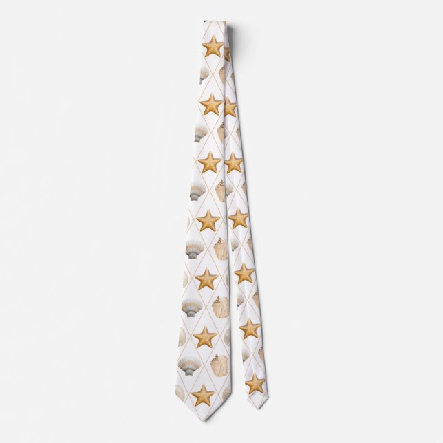 Coastal Starfish and Seashells Neck Tie (Front)