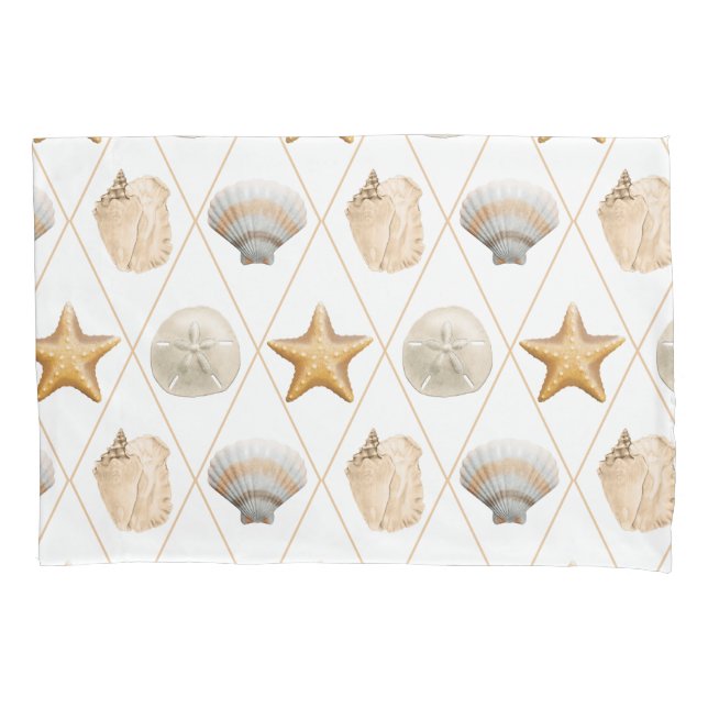 Coastal Starfish and Seashells Pillow Case (Front)