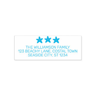 Coastal Starfish Beach Family Return Address Self-inking Stamp