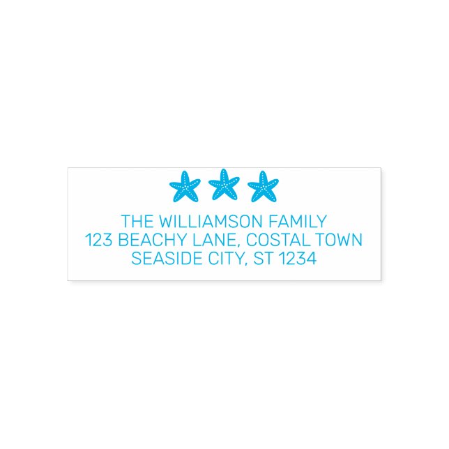 Coastal Starfish Beach Family Return Address Self-inking Stamp (Design)