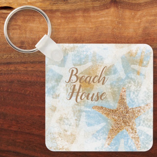 Coastal Starfish Beach House Keychain (Front)