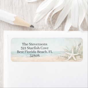 Coastal Starfish Beach Scene Custom Label