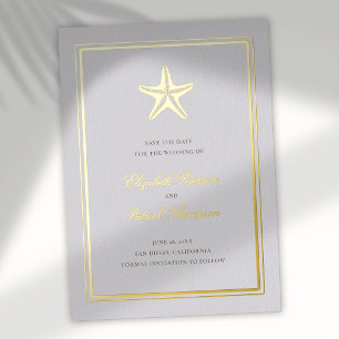 Coastal Starfish Formal Foil Wedding Save The Date Invitation