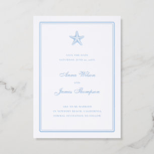 Coastal Starfish Nautical Wedding Save the Date Letterpress Photo Cards