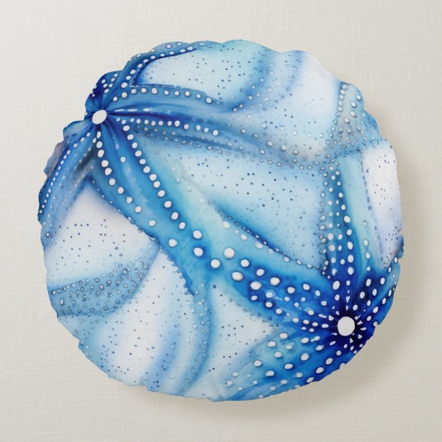 Coastal Starfish Pattern  Round Pillow (Front)