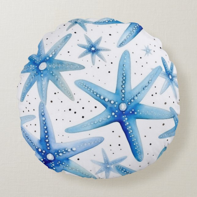 Coastal Starfish Pattern  Round Pillow (Front)