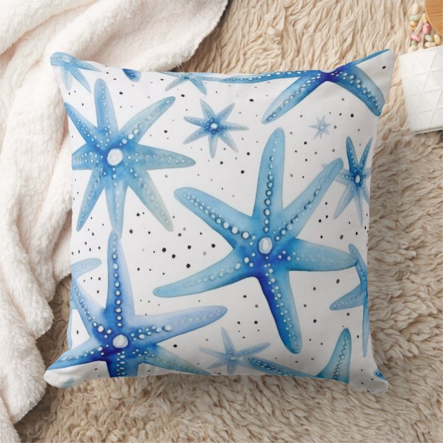 Coastal Starfish Pattern  Throw Pillow (Blanket)