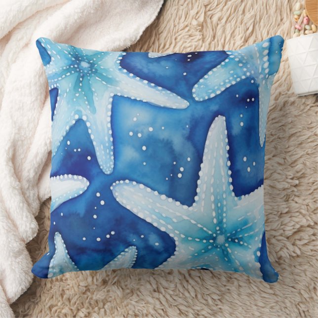 Coastal Starfish Pattern  Throw Pillow (Blanket)