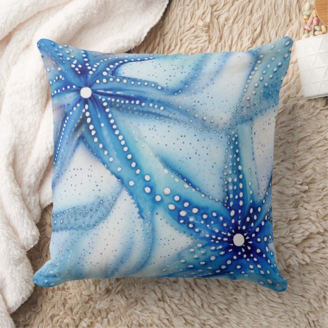 Coastal Starfish Pattern  Throw Pillow (Blanket)