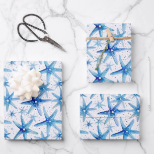 Coastal Starfish Pattern Wrapping Paper Sheets
