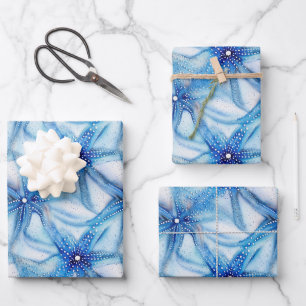 Coastal Starfish Pattern Wrapping Paper Sheets