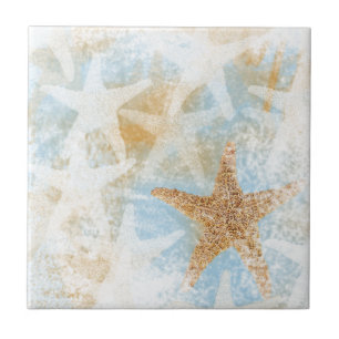 Coastal Starfish Print Art Ceramic Tile