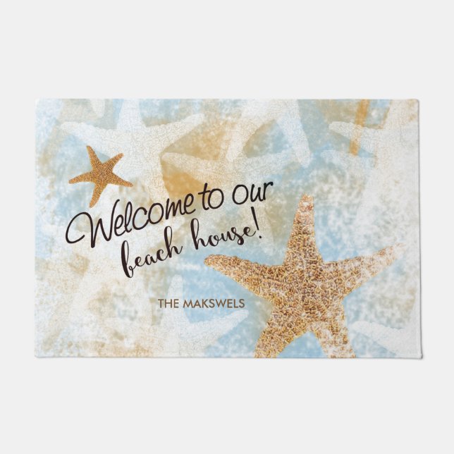 Coastal Starfish Print | Welcome Doormat (Front)