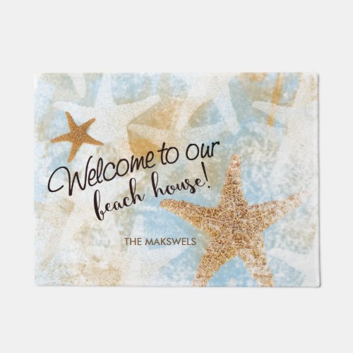 Coastal Starfish Print  Welcome Doormat