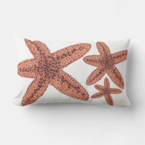 Coastal Starfish _ Rust Orange Lumbar Pillow