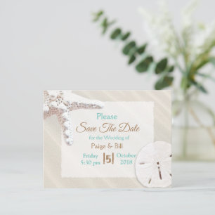 Coastal Starfish Sandy Wedding Save the Date Announcement Postcard