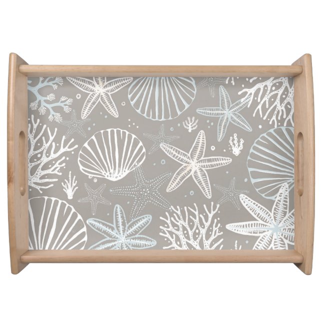 Coastal Starfish & Seashell Serving Tray (Front)
