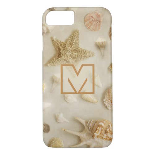 Coastal Starfish  Seashells Beach Photo Monogram iPhone 87 Case