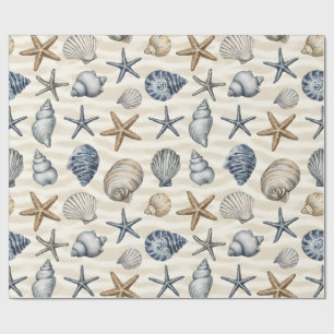 Coastal Starfish Seashells elements Design 391 Wrapping Paper
