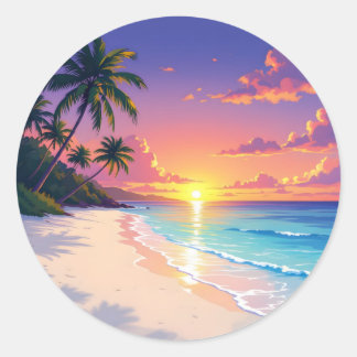 Coastal Stillness – Calm Ocean Art Classic Round Sticker