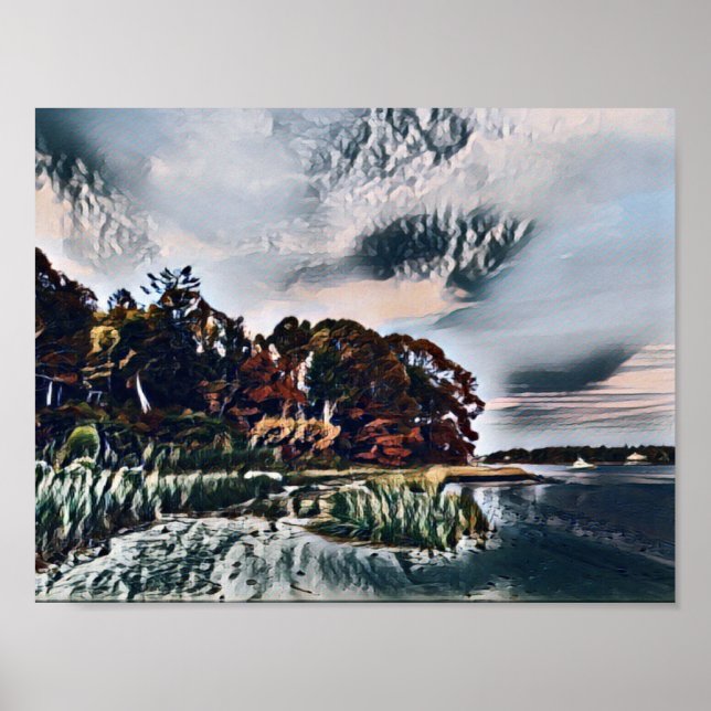 Coastal Storm Clouds Gather Over Cape Cod Shore Poster (Front)