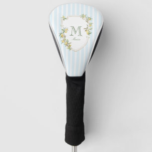 Coastal Stripe Lemon Monogram Golf Head Cover