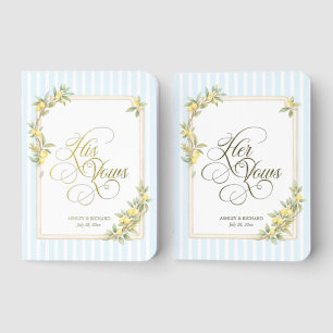 Coastal Stripe Lemon Wedding Foil Vow Books
