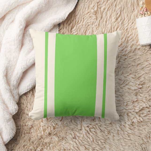 Coastal Stripe Throw Pillow – Lime & Cream (Blanket)