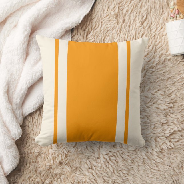 Coastal Stripe Throw Pillow – Orange & Cream (Blanket)