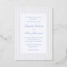 Coastal Stripe Wedding Invitation Letterpress Card
