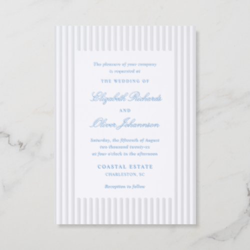 Coastal Stripe Wedding Invitation Letterpress Card
