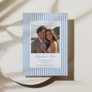 Coastal Stripe Wedding Save the Date Letterpress Photo Cards