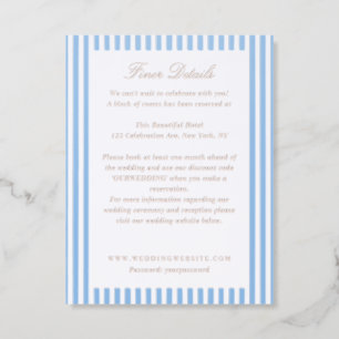 Coastal Stripes Wedding Details Letterpress Enclosure Card
